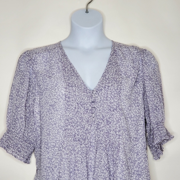 1. State Ditsy Floral Babydoll Top XXL Short Sleeve Pintuck Spring Blouse NEW - Picture 2 of 15